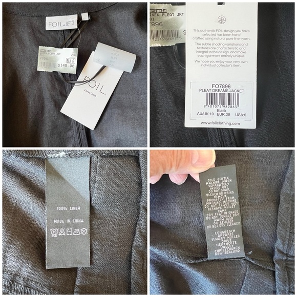 FOIL PLEAT DREAMS JACKET 6 LINEN LIGHTWEIGHT SINGLE CLASP CLOSURE RUFFLE HEM NWT - Picture 12 of 12